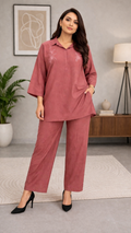 Embroidered Onion Pink Co-ord Set